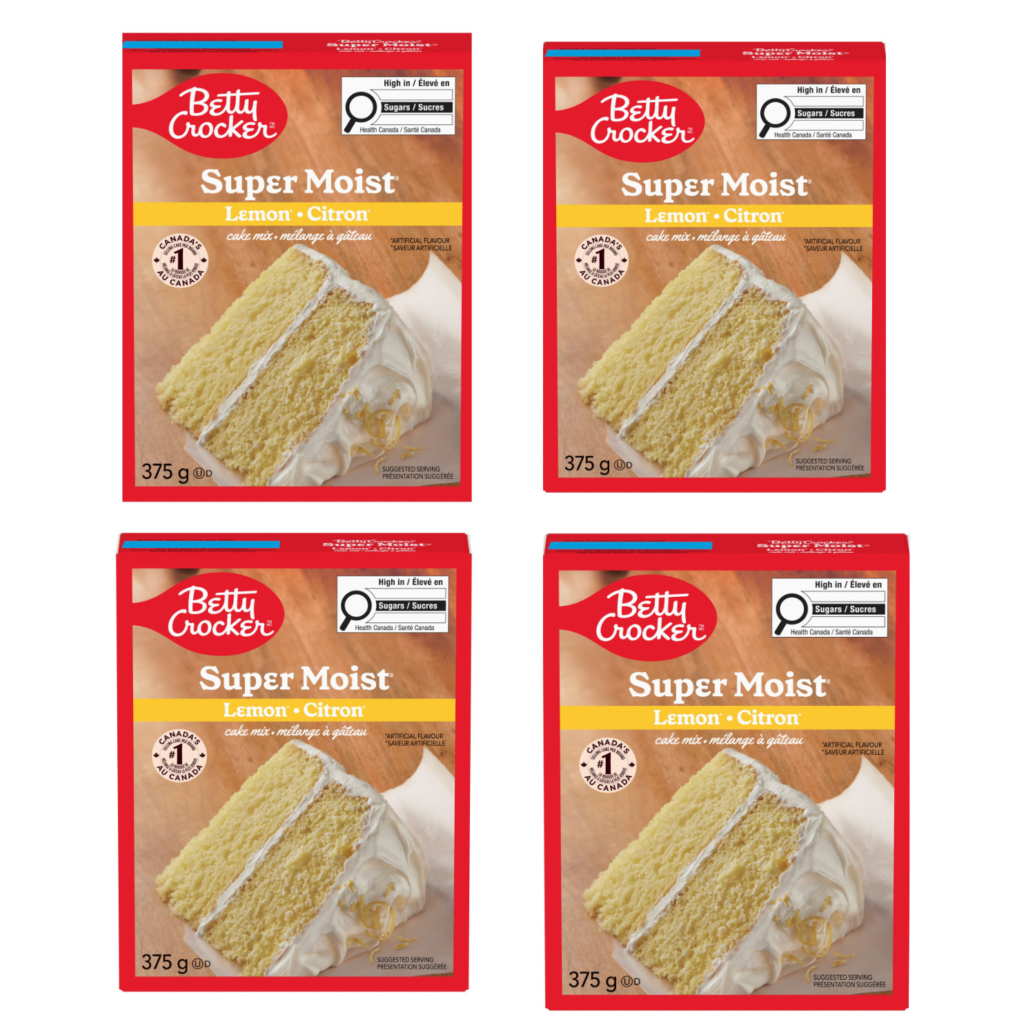 Betty Crocker Super Moist Lemon Cake Mix 375g Baking Sweet Treat (4 Packs)