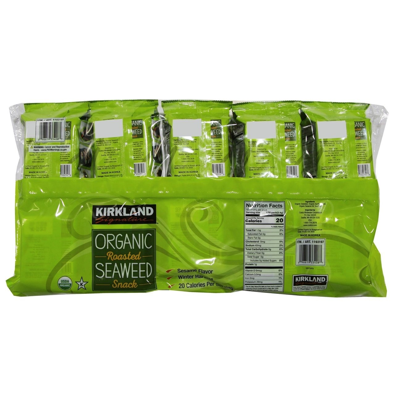Kirkland Organic Roasted Seaweed Snack,0.6 oz – Pack of 10