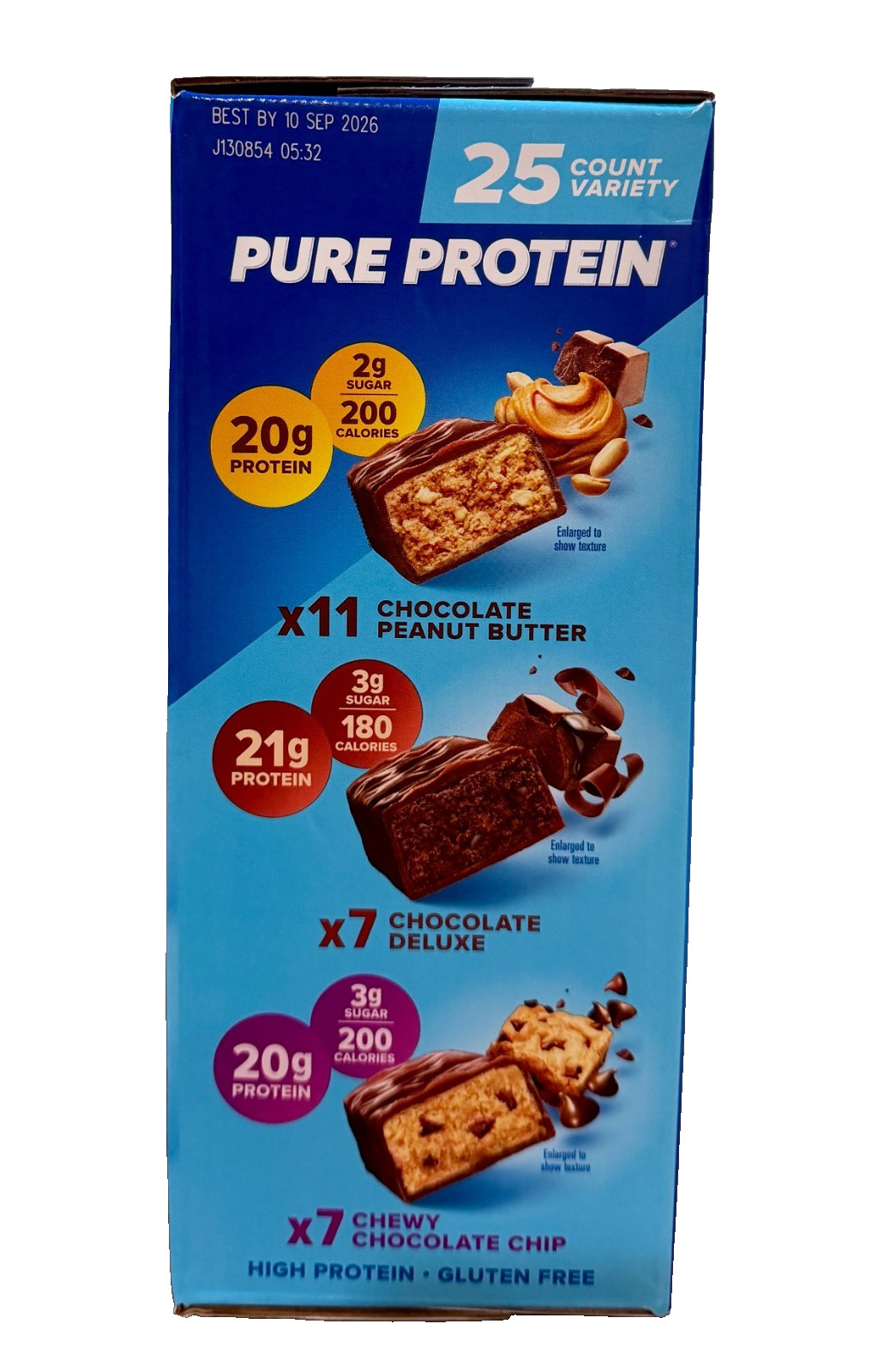 2-PACK Pure Protein Variety Pack 23 Bars Chocolate, Chocolate Chip & Peanut