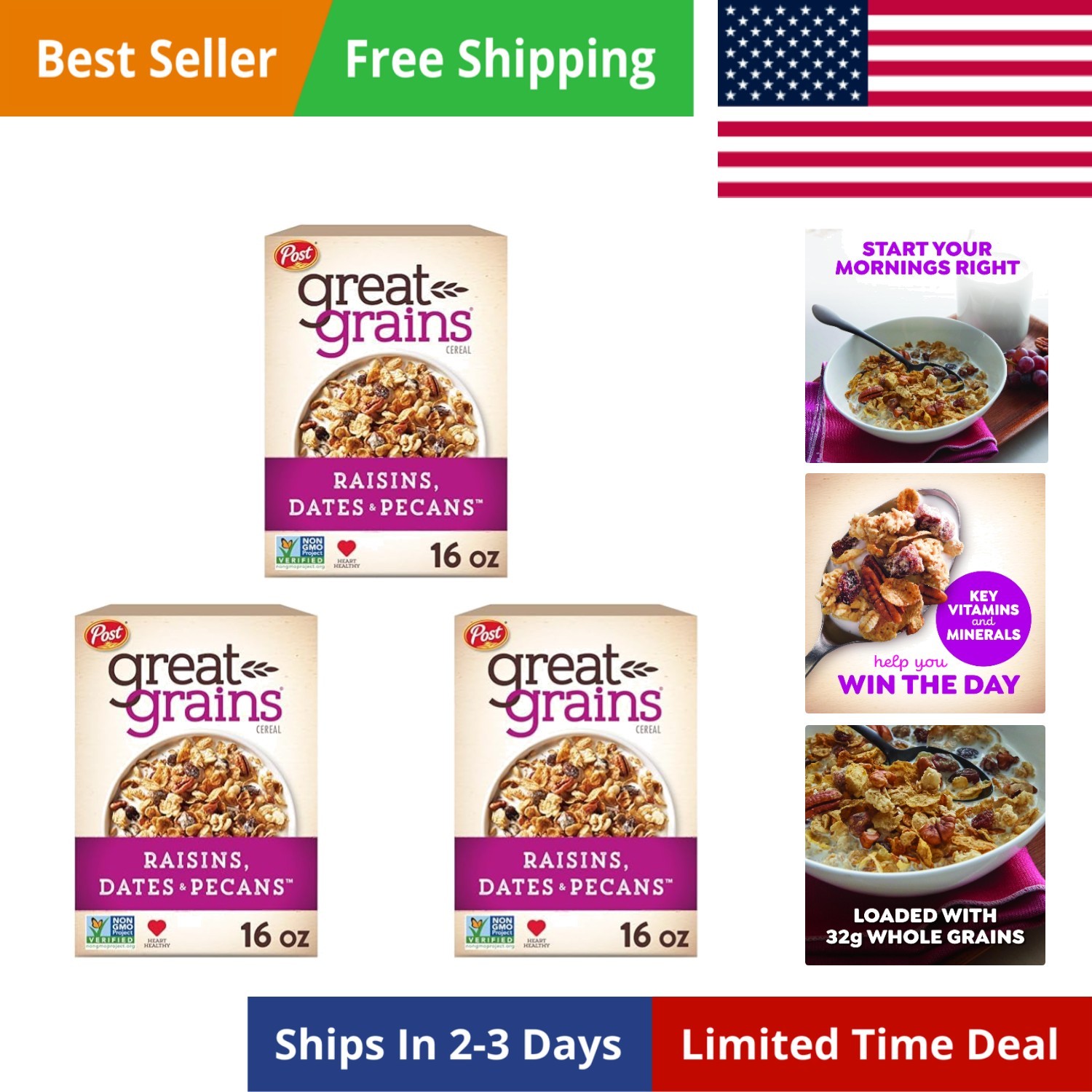 Raisins Dates and Pecans Breakfast Cereal, Raisin Cereal with Sweet Dates and…