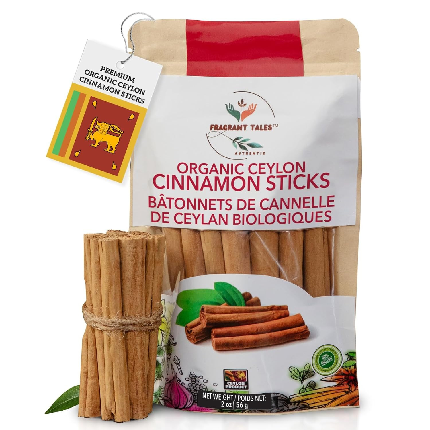 Premium Organic Ceylon Cinnamon Sticks – 2 Oz (56G) | 5-Inch True Ceylon Cinnamo