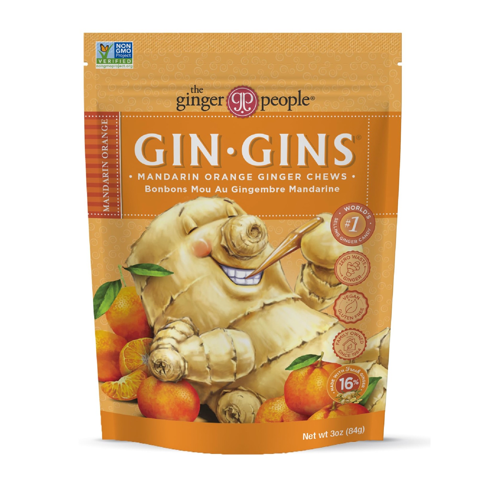 GIN GINS Mandarin Orange Ginger Chews – Natural Fresh Ginger Candy by – Indiv…
