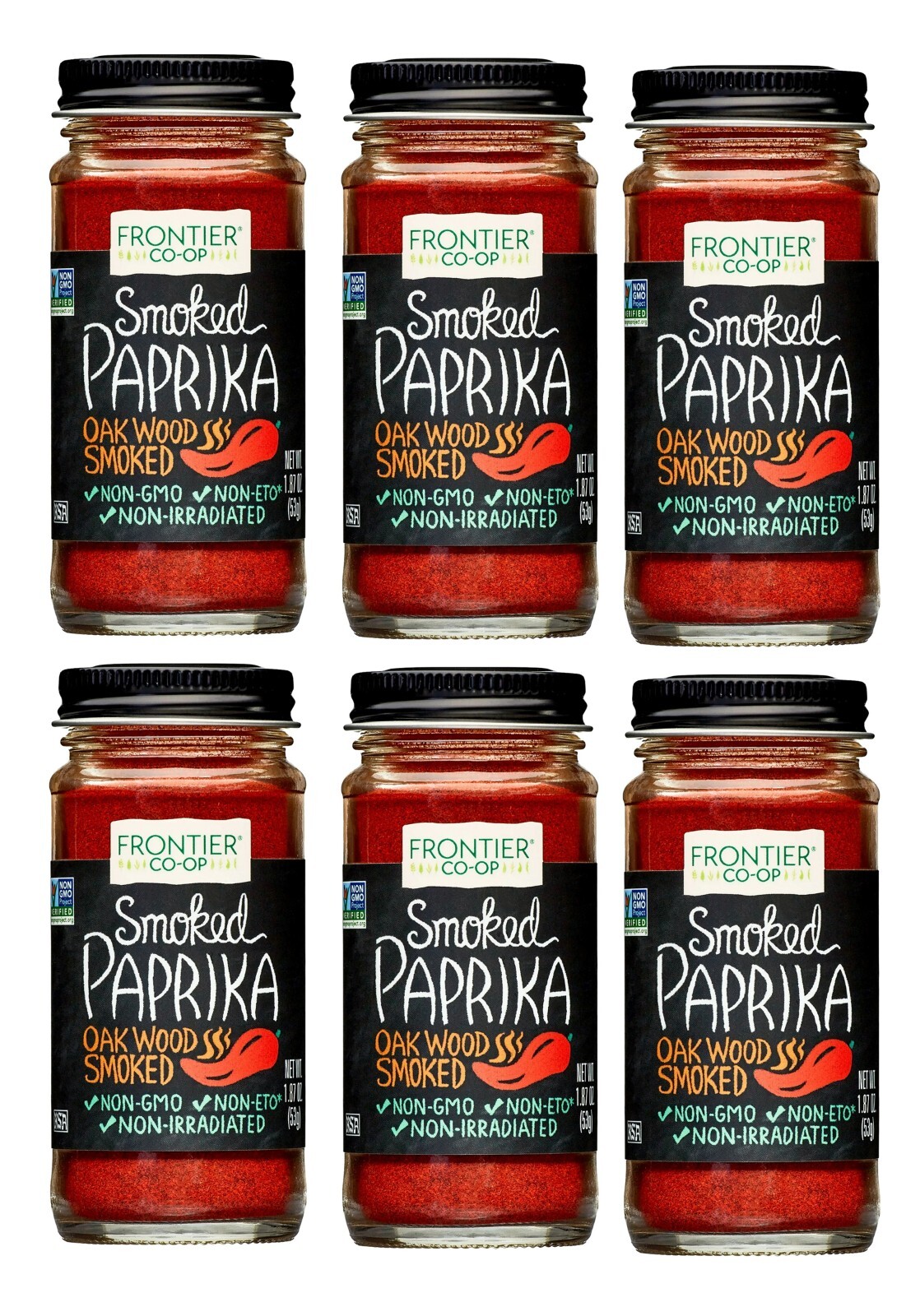 6-Pack Frontier Co-Op Oakwood Smoked Paprika, 1.87 oz – Non-GMO, Non-Irradiated,