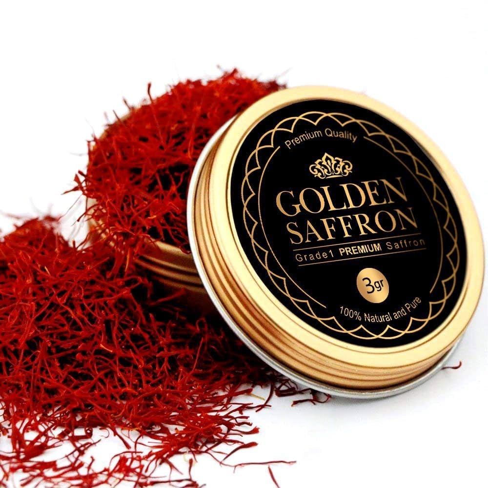 Golden Saffron, Finest Pure Premium All 3.0 Grams Standard, Red Threads