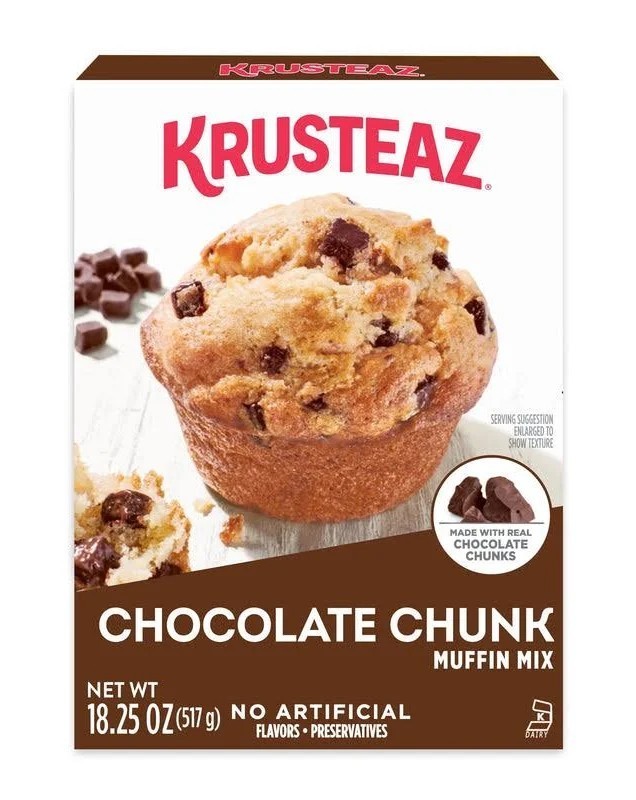 KRUSTEAZ Chocolate CHUNK Muffin Mix 18.25 oz Box – 5 PACK