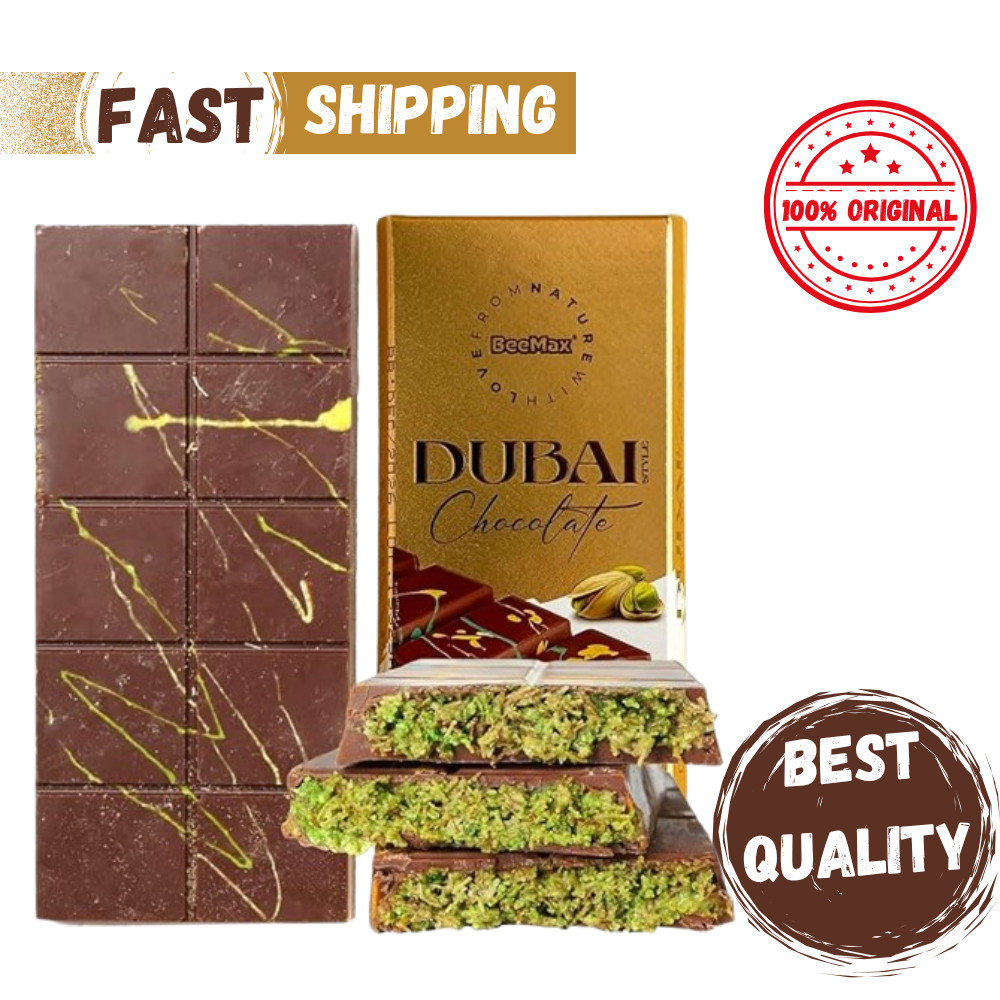 Dubai Style Milk Chocolate Bar 7 oz – Pistachio, Tahini & Golden Kadayif Crisps