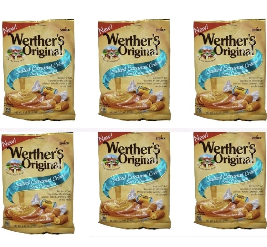 6 Bags STORCK Werther’s Original SALTED CARAMEL CREME Soft Filled Soft Caramels