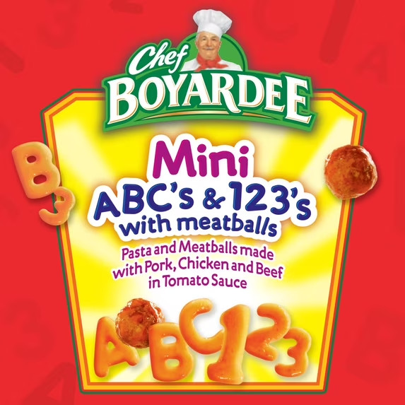 Chef Boyardee Mini-Bites ABC’s & 123’s with Meatballs, 15 Oz, 6 Count