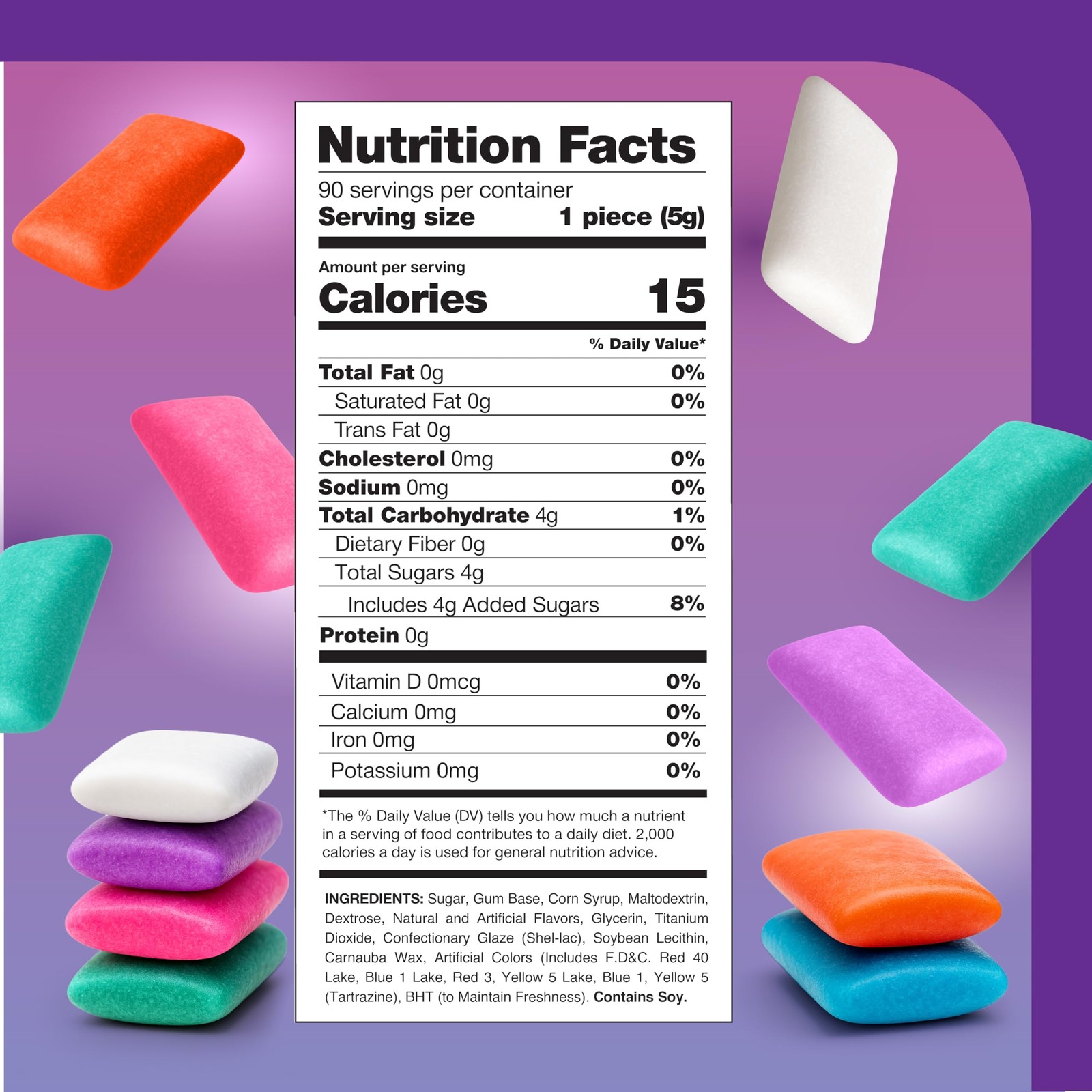 Mexican Original Chewing Gum – 90 Mini Packs 90 Count (Pack of 1), Multicolor