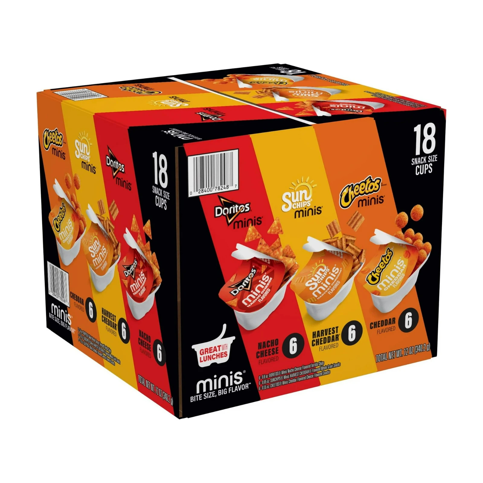 Frito-Lay Minis Doritos Cheetos and SunChips Snacks Variety Pack, Snack Size Cup