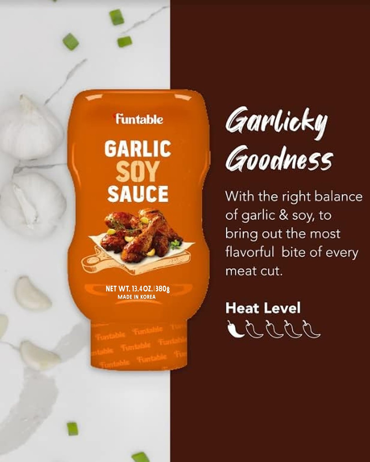 Garlic Soy Sauce (13.4 oz, Pack of 1) – Korean Authentic Garlic Flavored Swee…