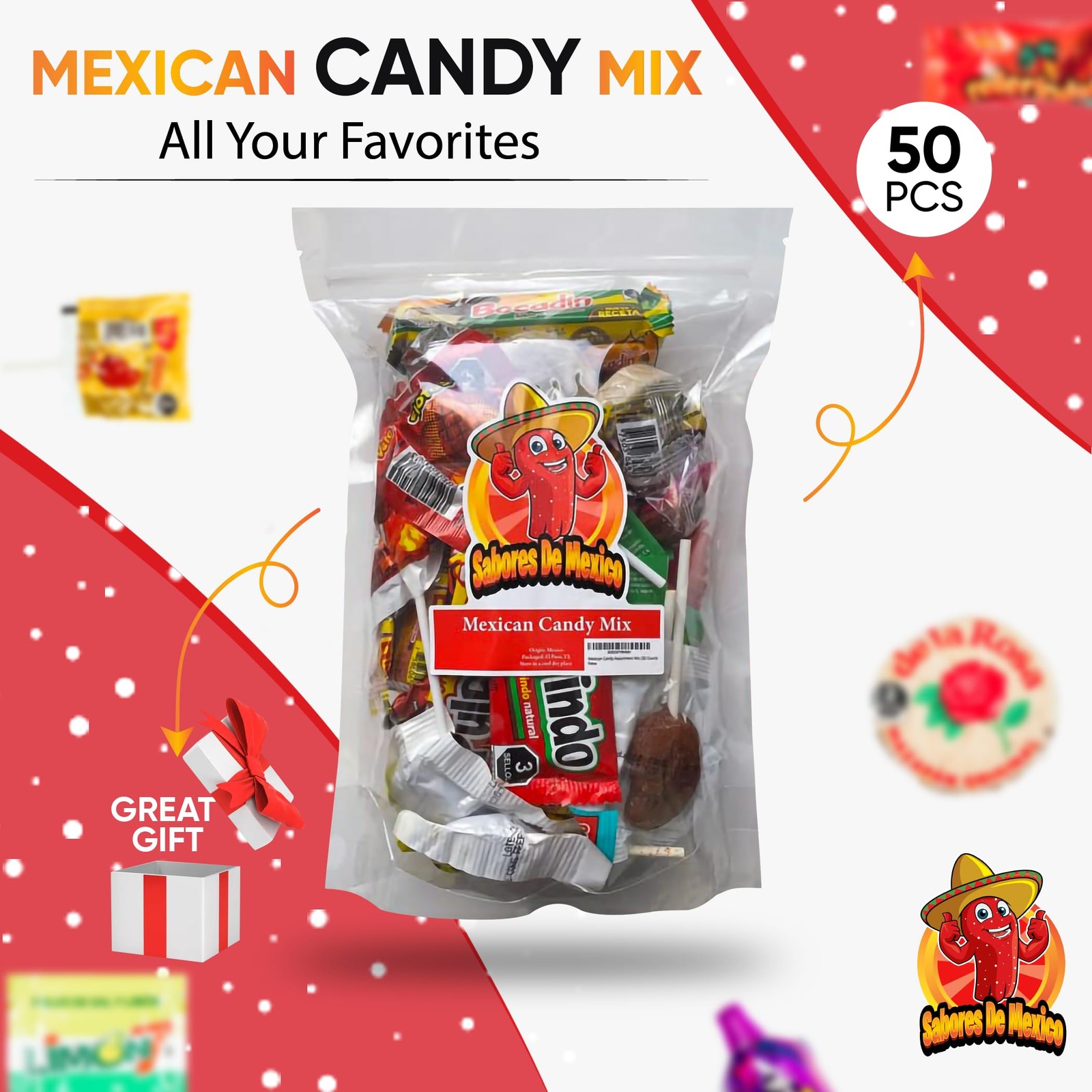 Mexican Candy Variety Pack (50 Count) Dulces 21.79 x 6.19 x 24.41 cm