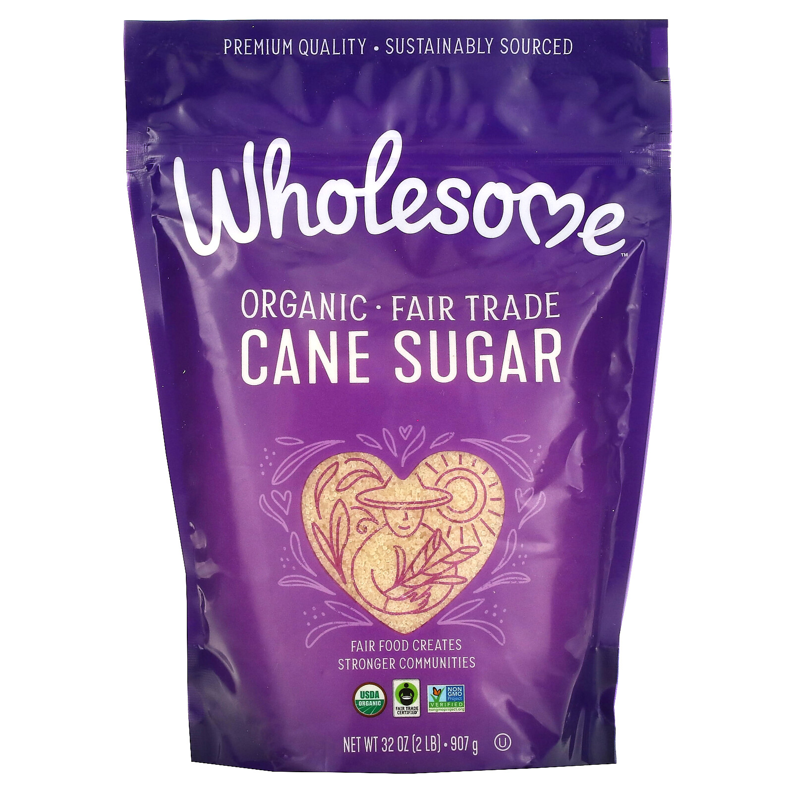 Wholesome Sweeteners Inc Organic Cane Sugar 2 lbs 32 oz – 907 g Fair Trade,