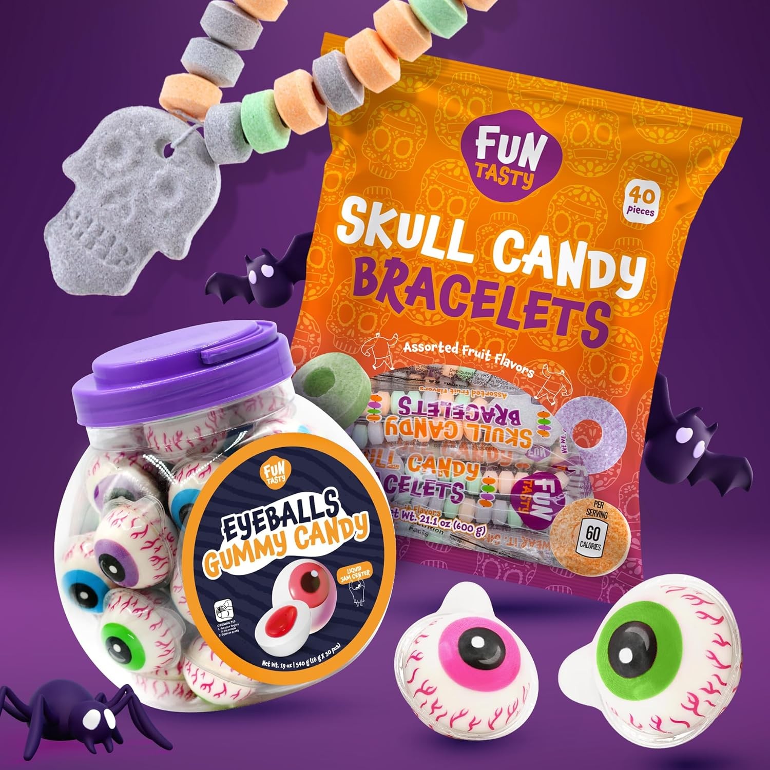 Eyeballs Gummy Candy + Skull Candy Bracelets
