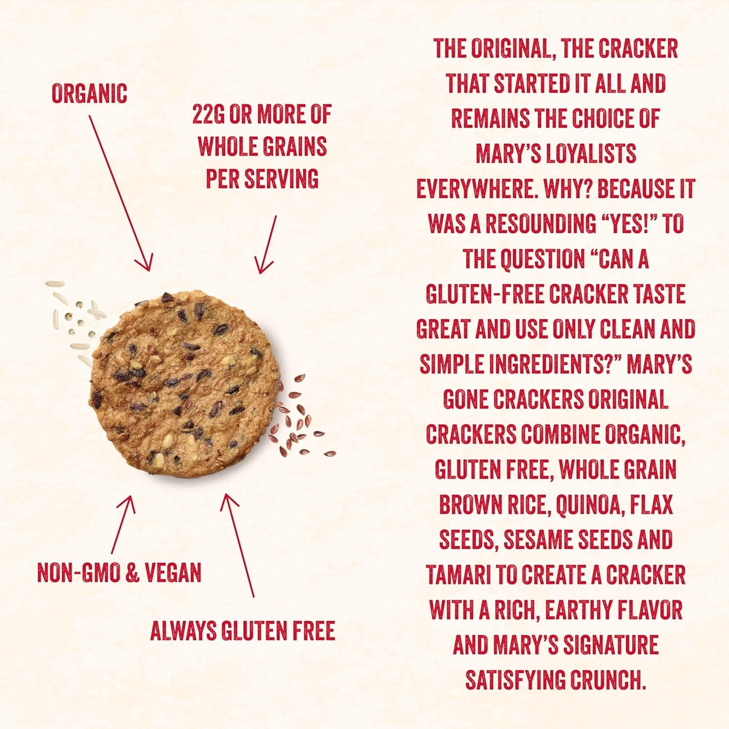 Mary’s Gone Crackers Original Crackers, Flax & Sesame Seeds, Gluten Free, 6.5 Oz