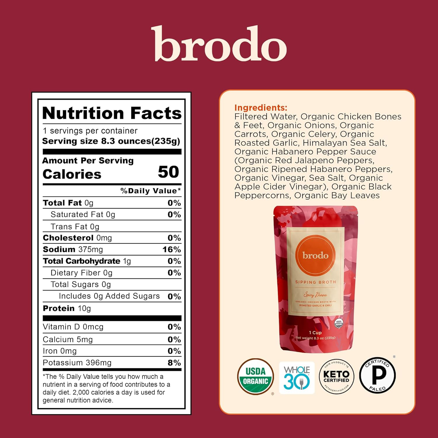 Brodo Broth Variety Pack | 1 Chicken, 1 Hearth, 1 Deeply Rooted, 1 Spicy Nonna,