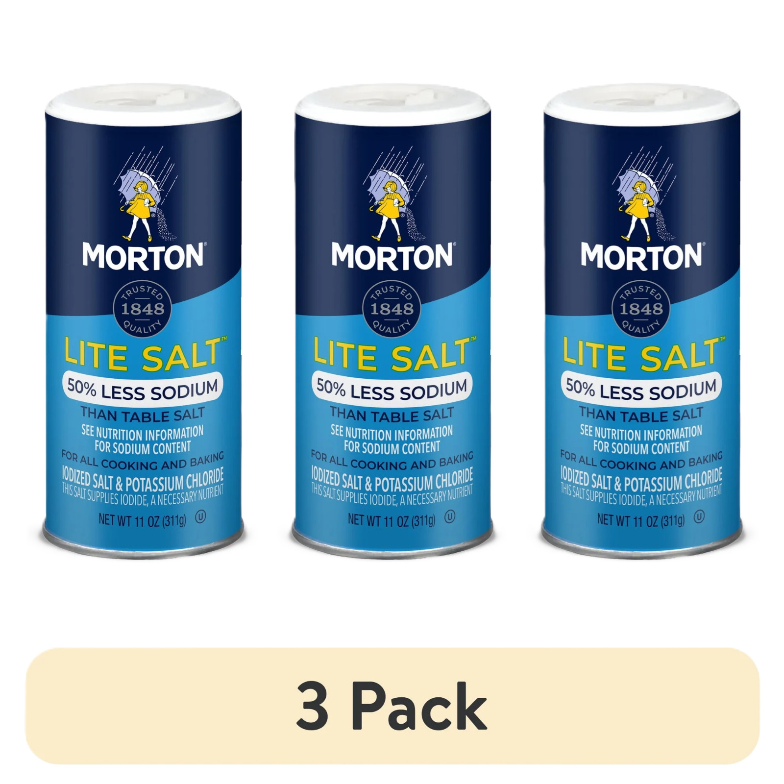 (3 pack) Morton Lite Salt Low Sodium Salt Alternative 11 oz
