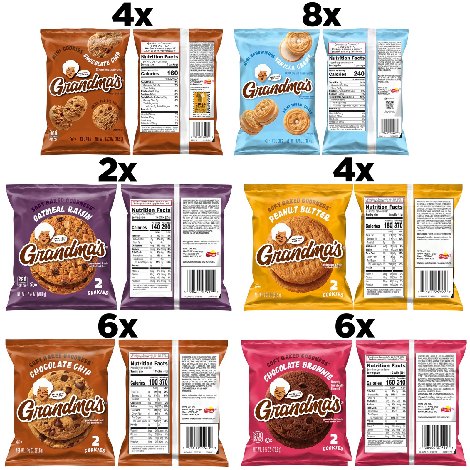 Grandma’s Cookies, Variety Pack, (Pack of 30)