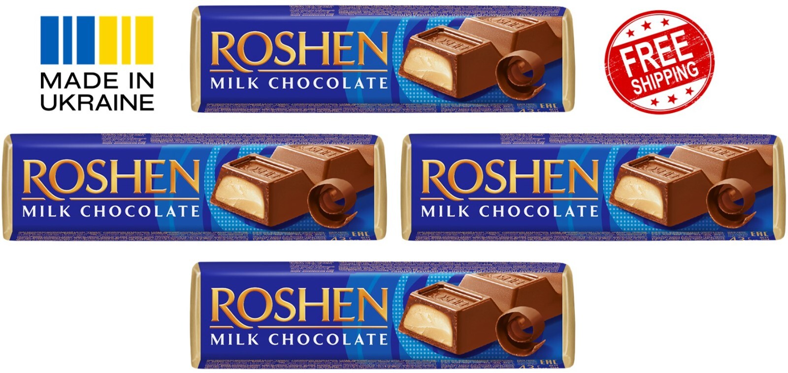 4PCS ROSHEN Milk Chocolate Bar with Creme Brulee Filling – Ukrainian Candy