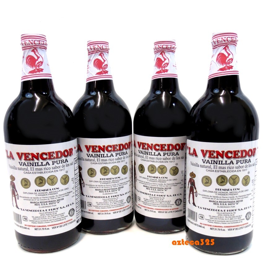 4 Bottles La Vencedora Mexican Pure Vanilla Extract 32 oz ea Bottle
