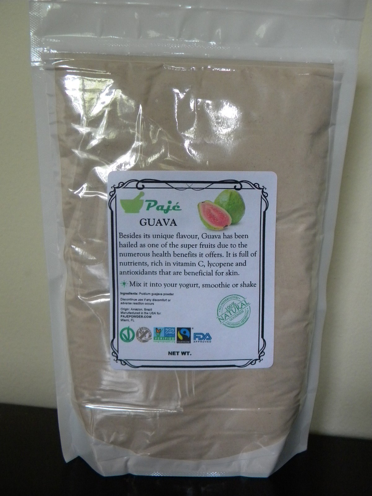 GUAVA goiaba fruit powder 8oz 1/2lb PAJE protect cells, folate , mg, cu, vitC