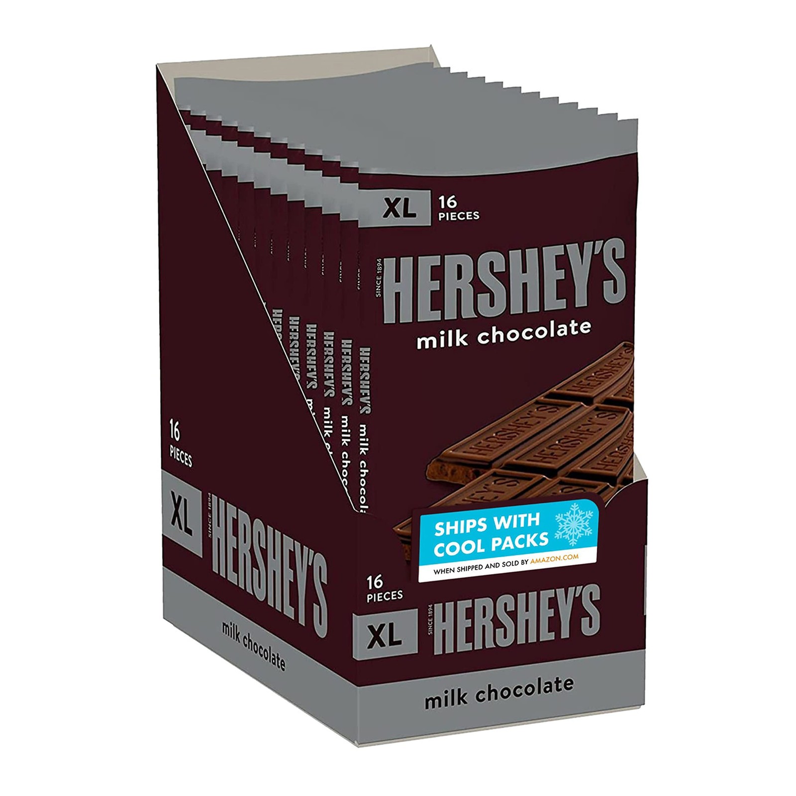 HERSHEY’S Milk Chocolate XL, Candy Bars, Halloween Candy, (12 Count, 16 Pieces)