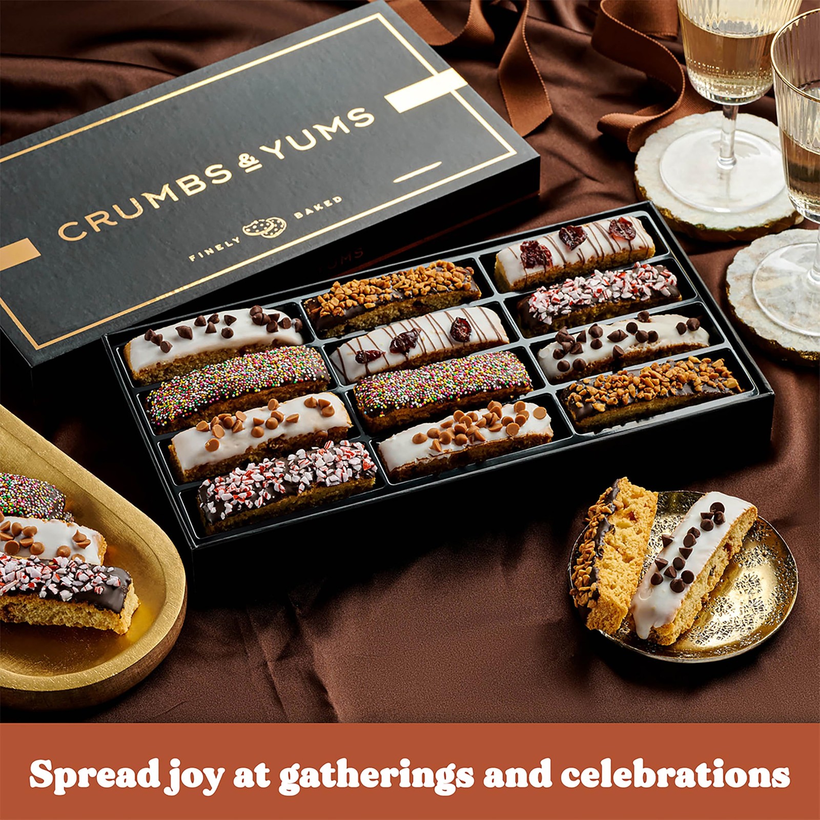 Fathers Day Cookies Gift Basket – 12 Gourmet Chocolate Covered Biscotti with …
