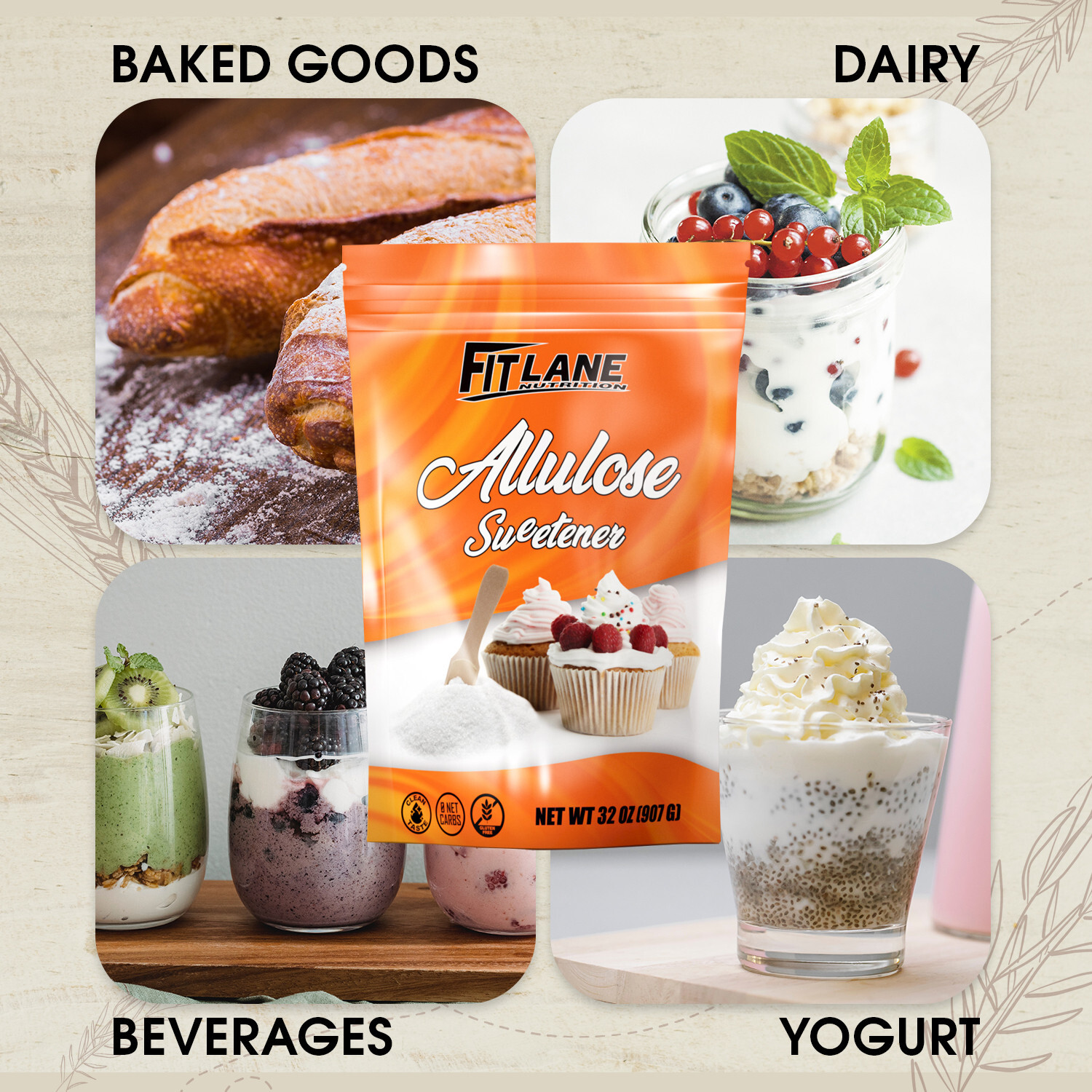 Allulose Sweetener 2 LBS, 100% Pure Zero Net Carb Natural Keto Sweetner