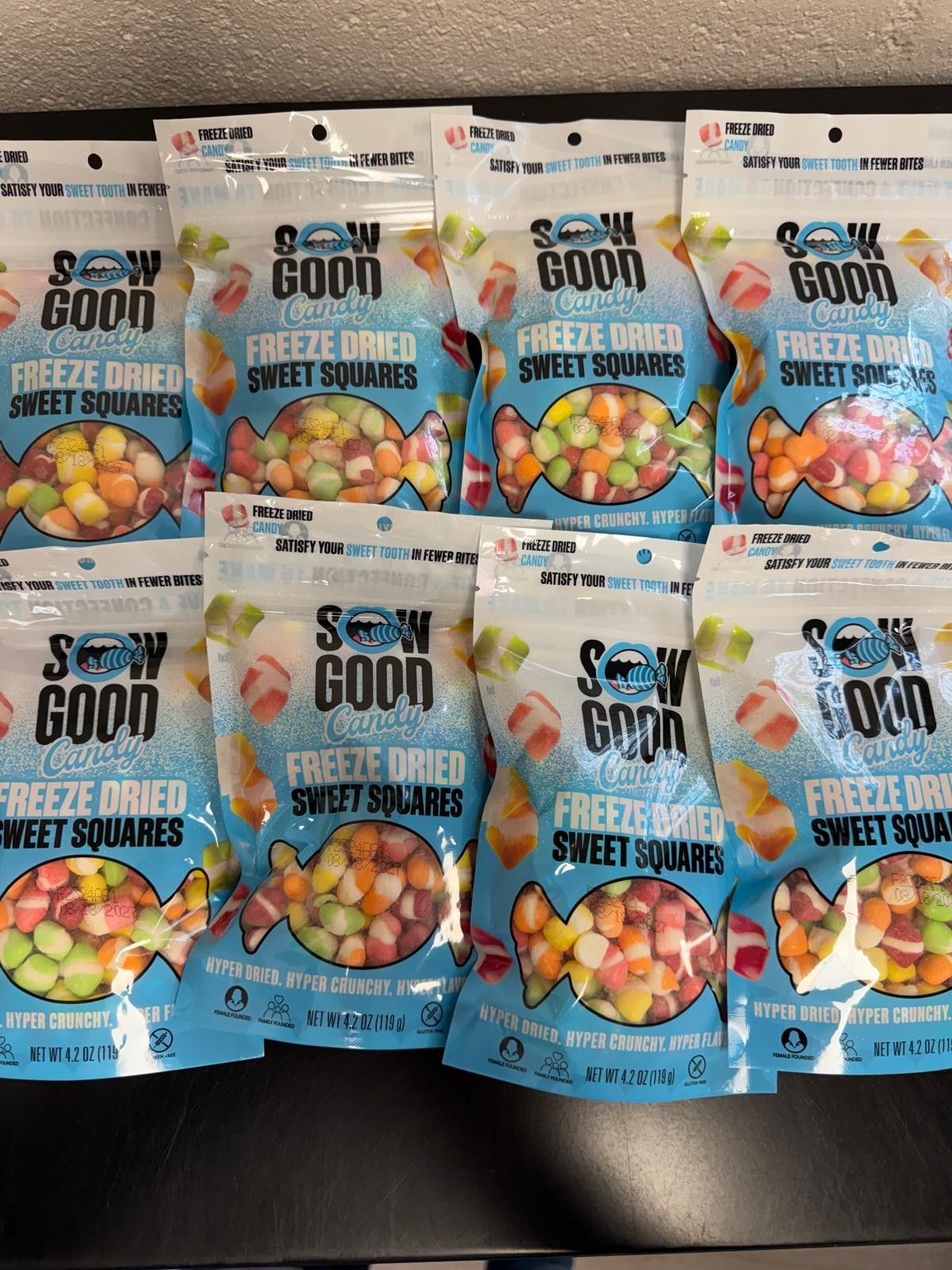 8x Sow Good Freeze Dried Sweet Squares Bites Candy 4.2 oz Bulk Lot BB 07/27