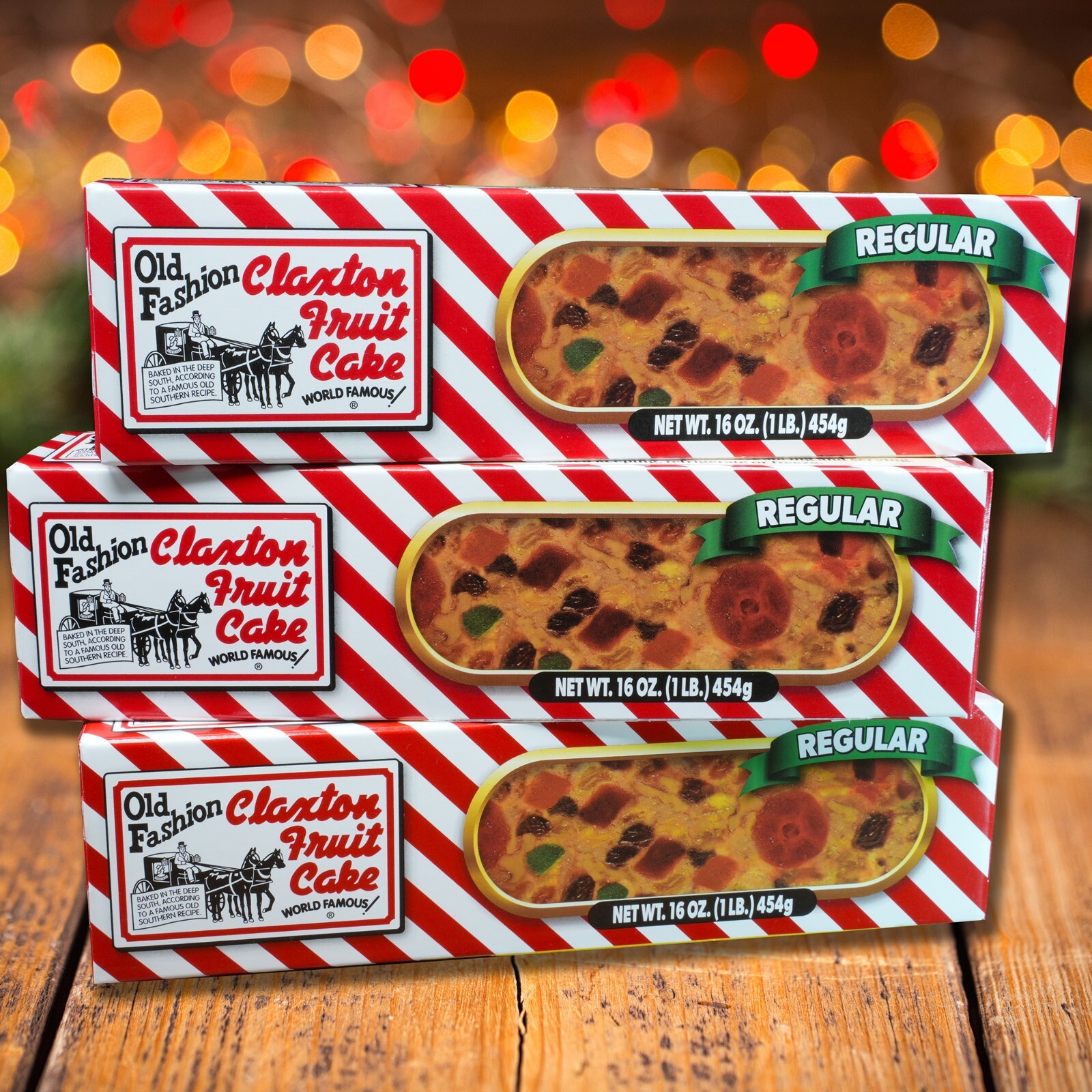 Claxton Fruit Cake – 3-1 Lb. «Three-Gift Pack» – Regular Recipe In Gift Cartons