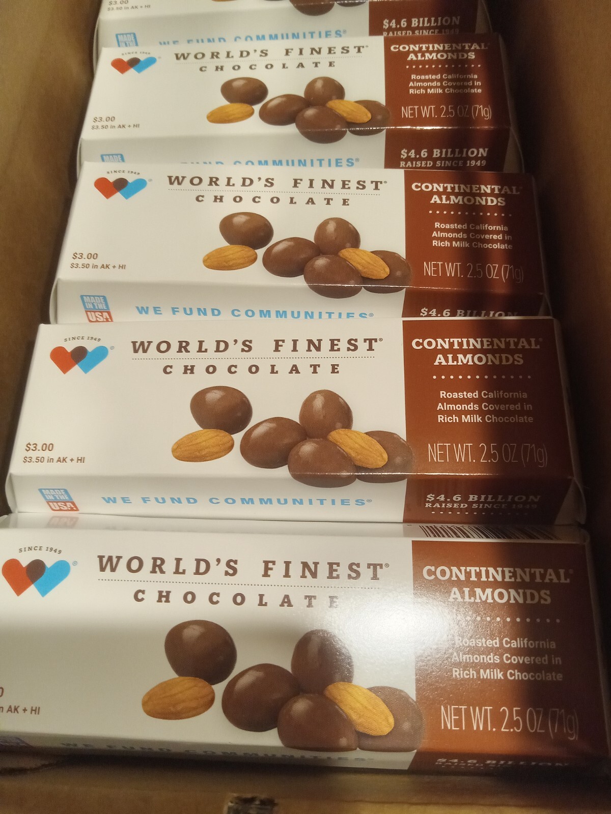 WORLD’S FINEST CHOCOLATE Continental Almonds Covered in Milk Chocolate 20 Boxes