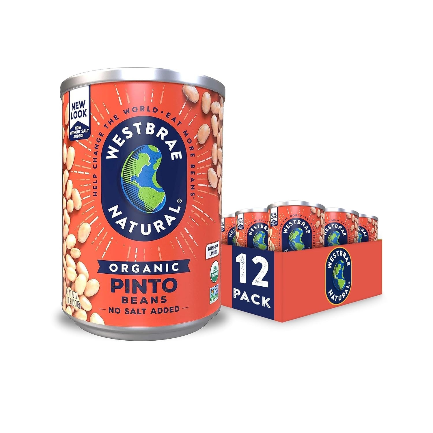 Westbrae Natural Organic Pinto Beans – No Salt Added, 25 Ounce (12 pack of)
