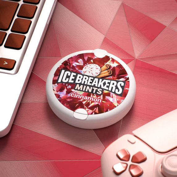 Ice Breakers Cinnamon Flavored Sugar Free Mints, Puck 1.5 oz