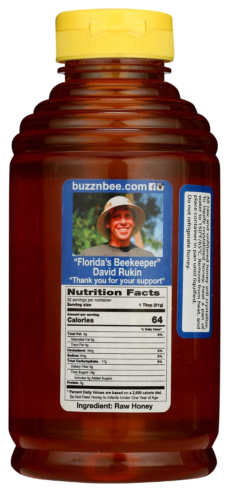 Buzzn Bee Raw Florida Honey – Unpasteurized and Unfiltered (Orange Blossom, 1…