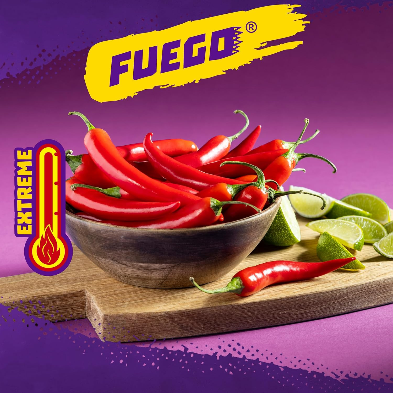 Fuego 17 Oz Fiesta Size Bag, Hot Chili Pepper & Lime Flavored Extreme Spicy Roll
