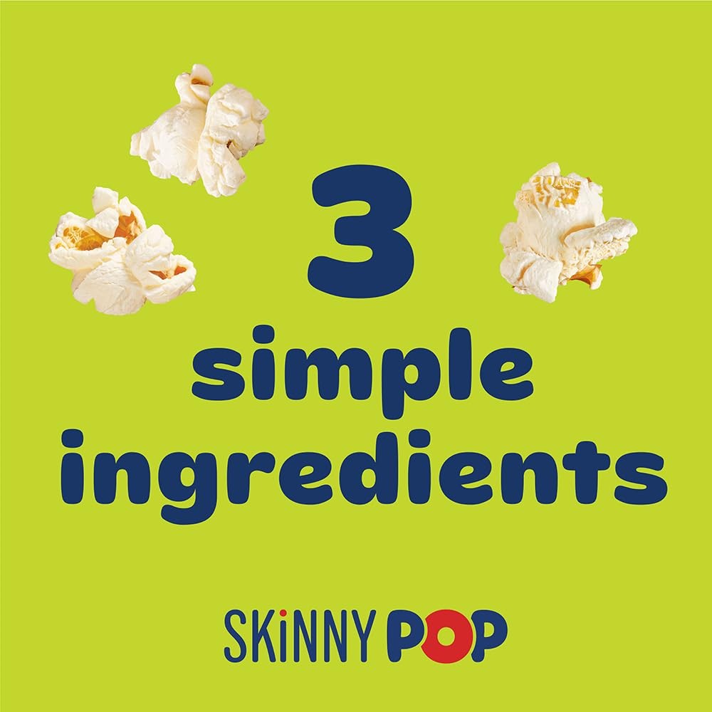 SkinnyPop Popcorn, Original, Whole Grain, Dairy-Free Snack, 0.65oz Bags (30ct)