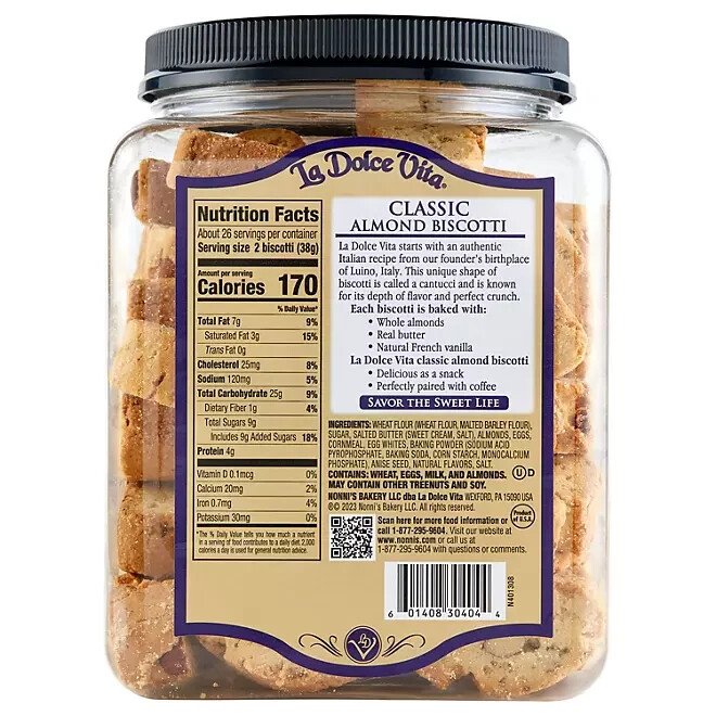 La Dolce Vita Classic Almond Biscotti (34 oz.) Fast Ship