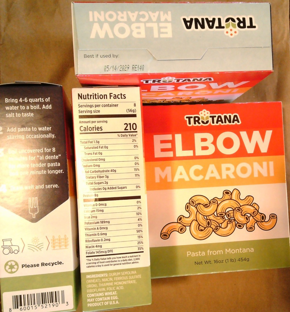 LOT OF 6 (SIX) Pasta Montana Trutana Elbow Macaroni 16oz (BEST 5/29 & 6/29) READ