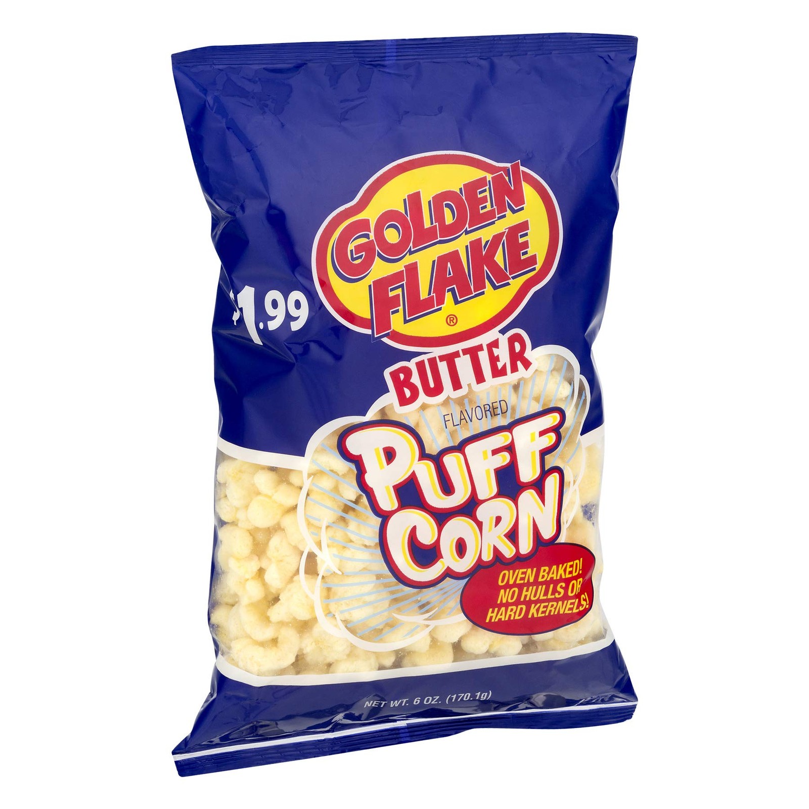 Golden Flake Puff Corn Butter, 6 oz Bags (Pack of 4) 6 Ounce