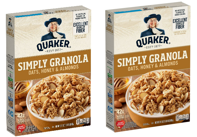 Quaker Simply Granola, Oats, Honey & Almonds Cereal, Ready-to-Eat, 24.1 oz Pk-2