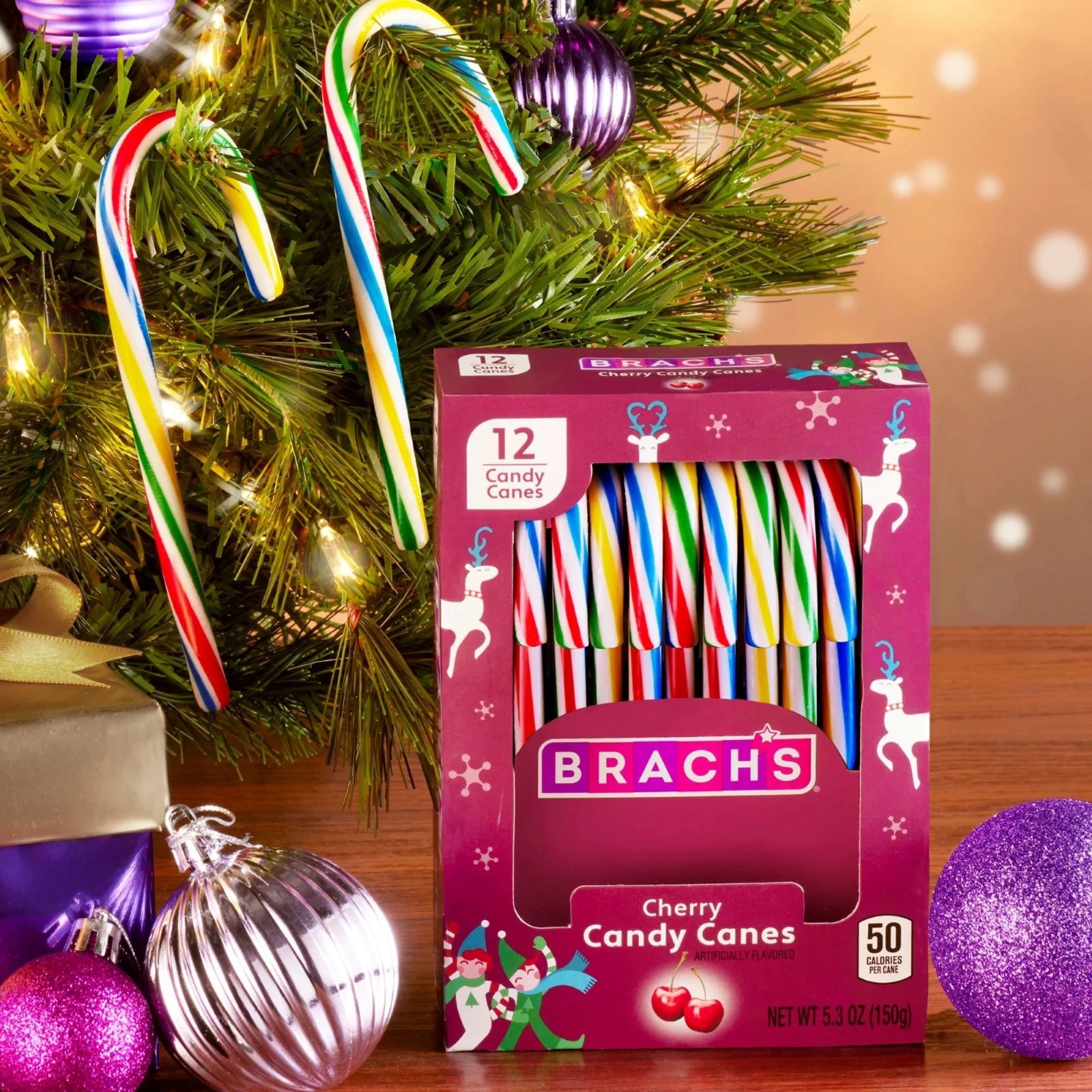 Brach’s Holiday Christmas Cherry Candy Canes 12 Count – 2 Boxes