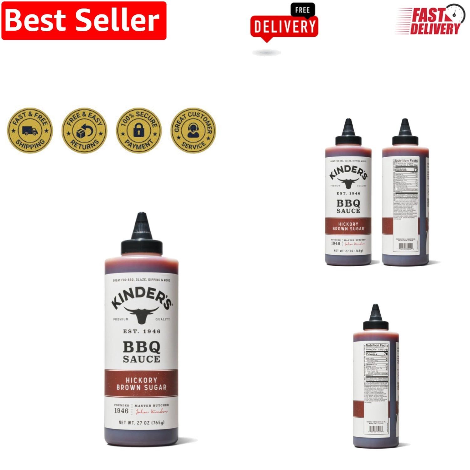 Gourmet 27 Oz Hickory Brown Sugar BBQ Sauce for Meat & More – Gluten-Free