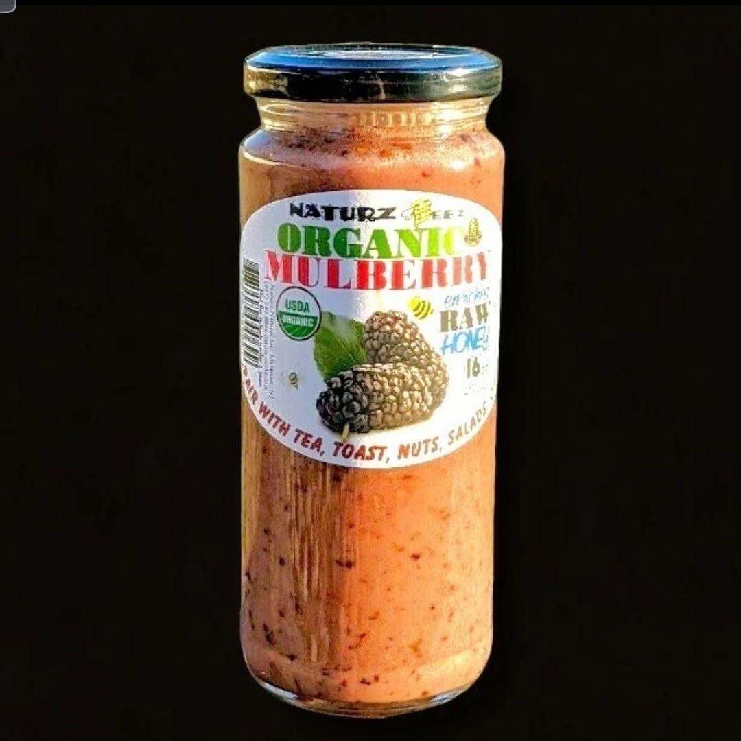 ORGANIC RAW HONEY & ORGANIC MULBERRY 1LB USDA ORGANIC CERTIFIED 16oz 454g Glass
