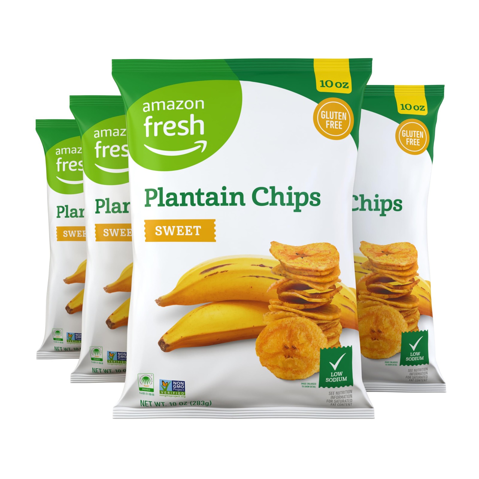 Amazon Fresh, Sweet Plantain Chips, 10 Oz (Pack of 4) 10 Ounce