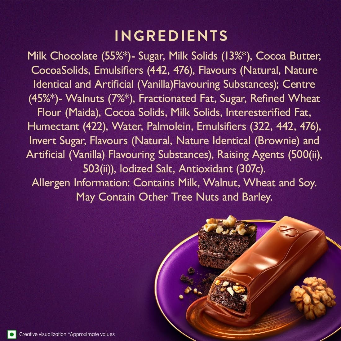 Cadbury Dairy Milk Silk Desserts Walnut Brownie Chocolate Bar, 140 g