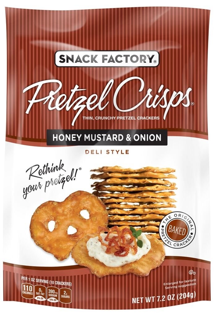 Snack Factory Pretzel Crisps Deli Style Honey Mustard & Onion, 7.2 Ounce