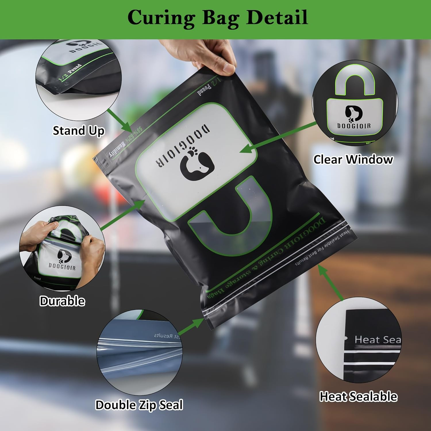 1/2 LB Curing & Storage Bags, Curing Bags for Food Storage, Double-Tracked Zip C