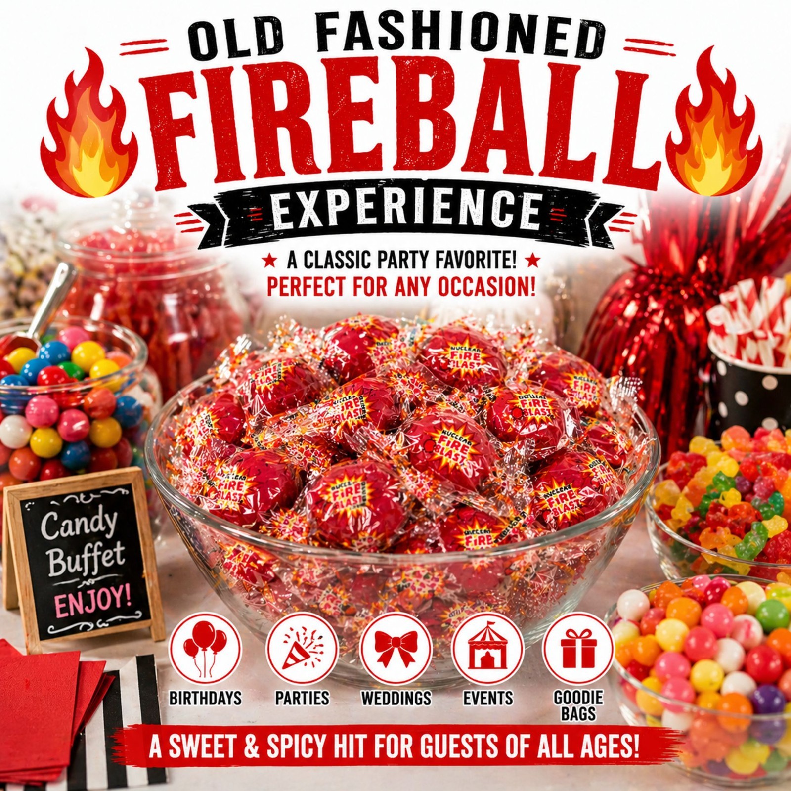 Fire Ball Fire Blaster Cinnamon Jawbreaker Hard Candy Bulk 2 lb