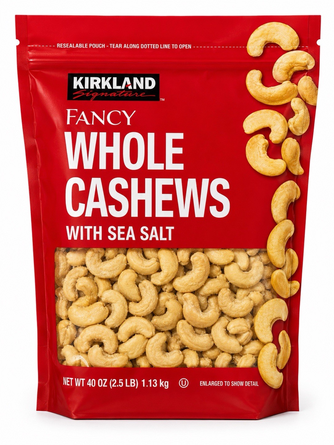 Kirkland Signature Fancy Whole Cashews with Sea Salt, 2.5 Pounds
