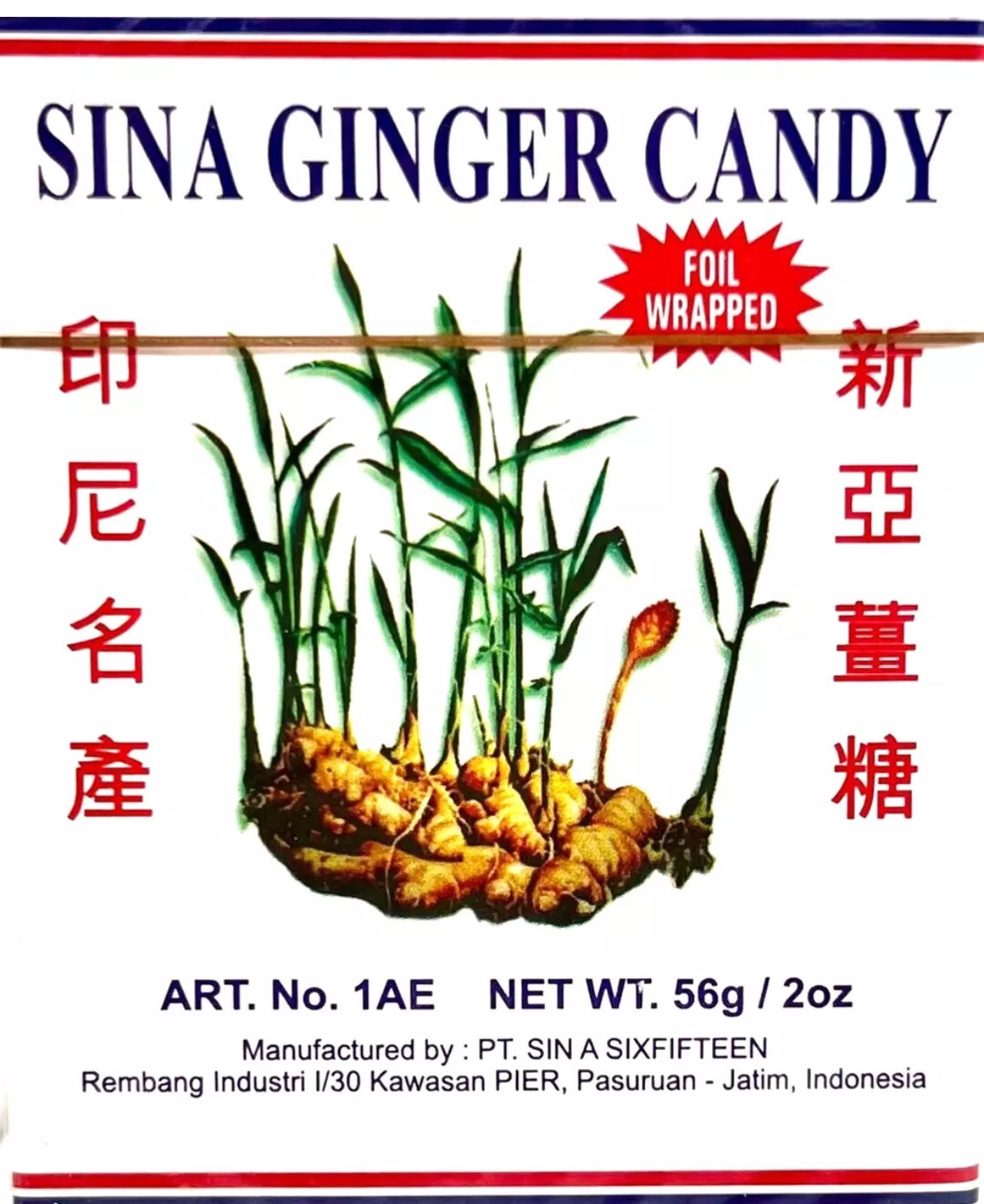 Sina Ginger Chewy Candy Gluten-Free, Vegan, Non Gmo 4.4 oz(Pack of 5 ) (TP)